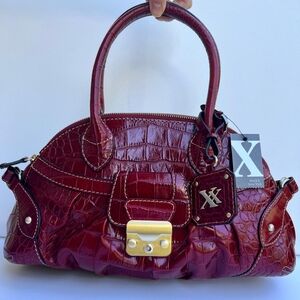 Maxx New York genuine leather red croc vintage handbag